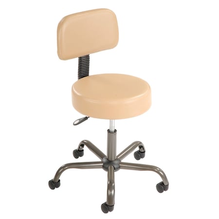 Interion By Global Industrial Interion AntiMicrobial Medical Stool with Backrest, Vinyl, Beige 240160BG